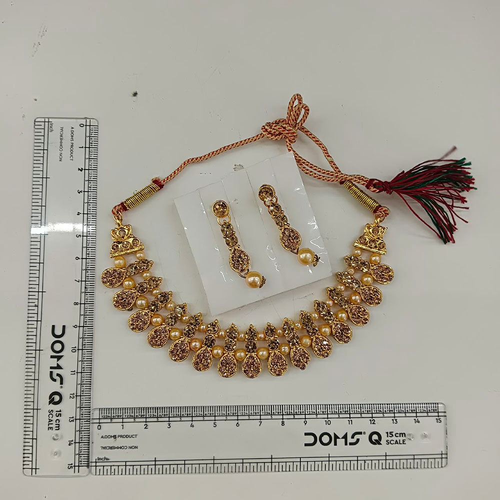 The99Jewel Gold Plated Pearl & Crystal Necklace Set for Women Traditional Jewellery