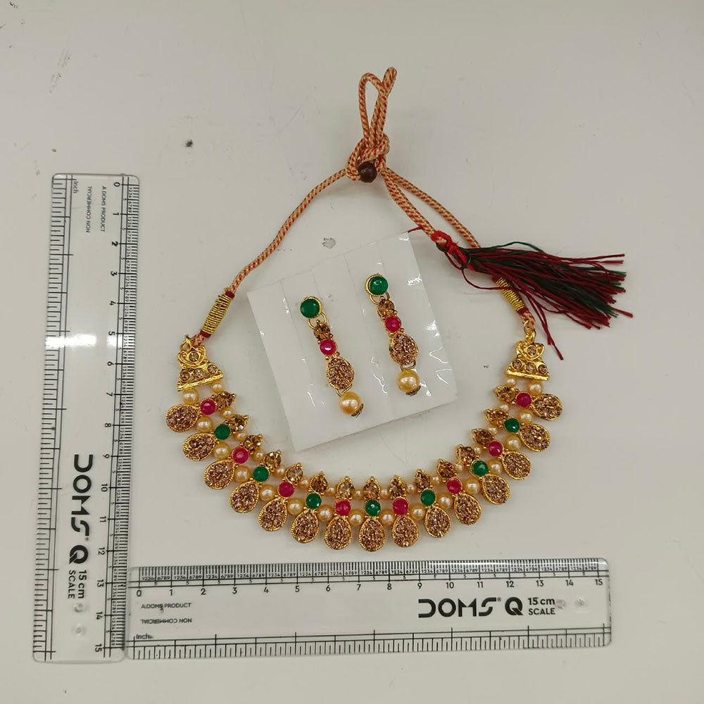 The99Jewel Gold Plated Pearl & Crystal Necklace Set for Women Traditional Jewellery