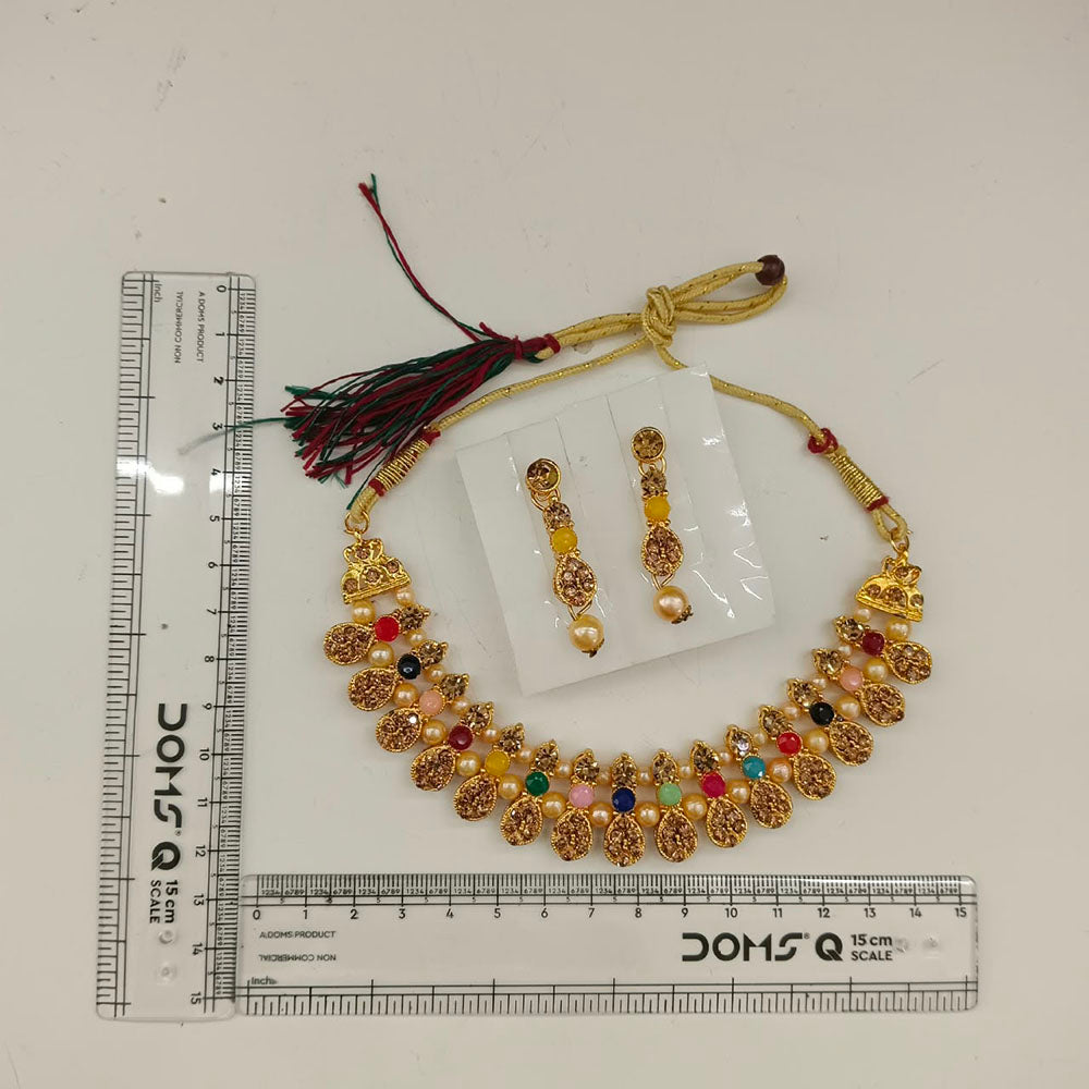 The99Jewel Gold Plated Pearl & Crystal Necklace Set for Women Traditional Jewellery