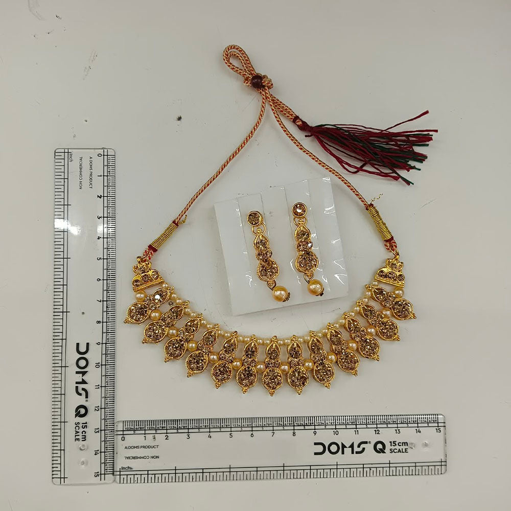 The99Jewel Gold Plated Pearl & Crystal Necklace Set for Women Traditional Jewellery