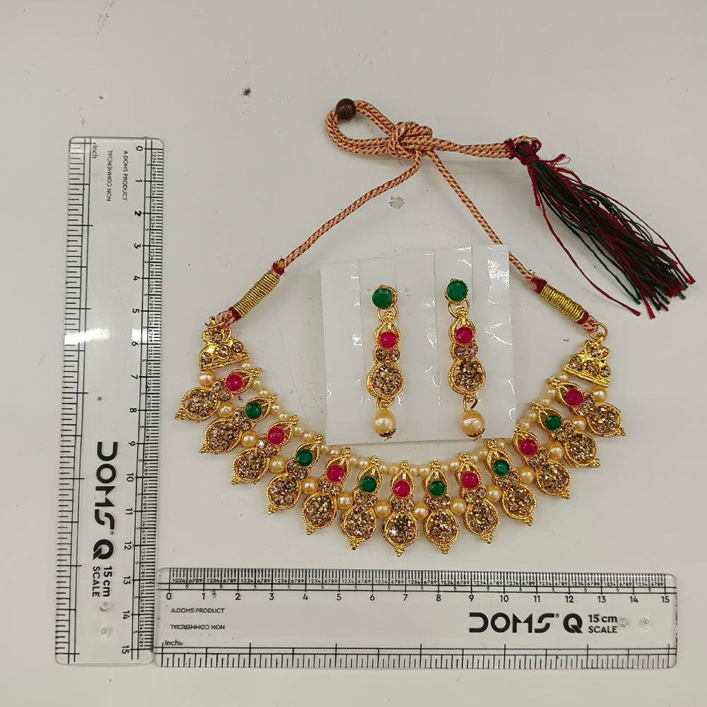 The99Jewel Gold Plated Pearl & Crystal Necklace Set for Women Traditional Jewellery