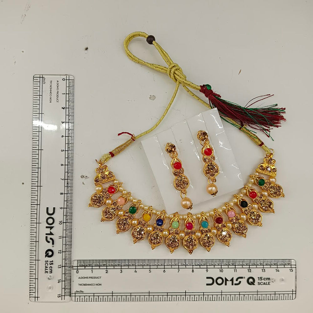 The99Jewel Gold Plated Pearl & Crystal Necklace Set for Women Traditional Jewellery