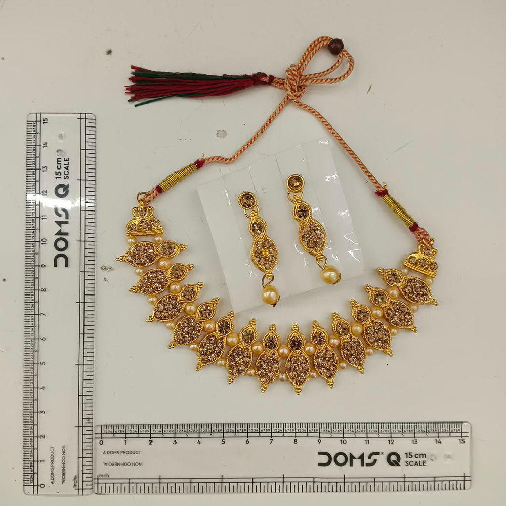 The99Jewel Gold Plated Pearl & Crystal Necklace Set for Women Traditional Jewellery