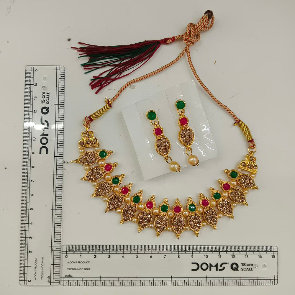 The99Jewel Gold Plated Pearl & Crystal Necklace Set for Women Traditional Jewellery