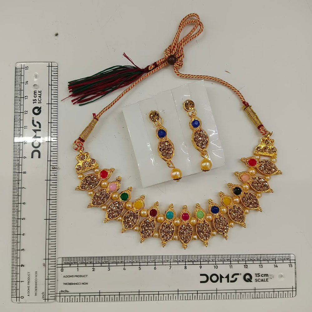 The99Jewel Gold Plated Pearl & Crystal Necklace Set for Women Traditional Jewellery