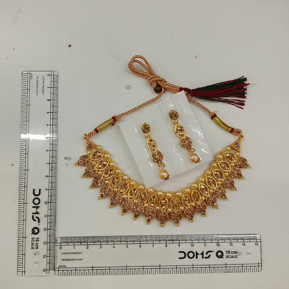 The99Jewel Gold Plated Pearl & Crystal Necklace Set for Women Traditional Jewellery