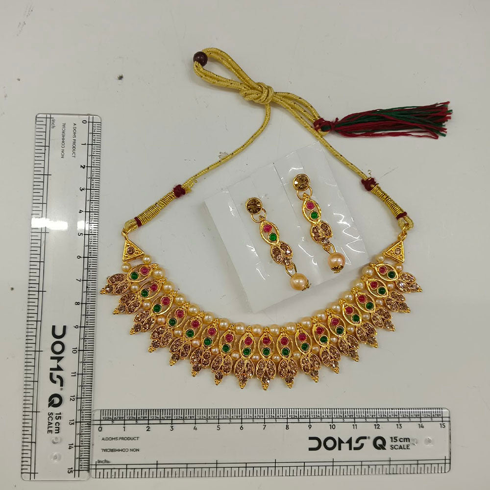 The99Jewel Gold Plated Pearl & Crystal Necklace Set for Women Traditional Jewellery