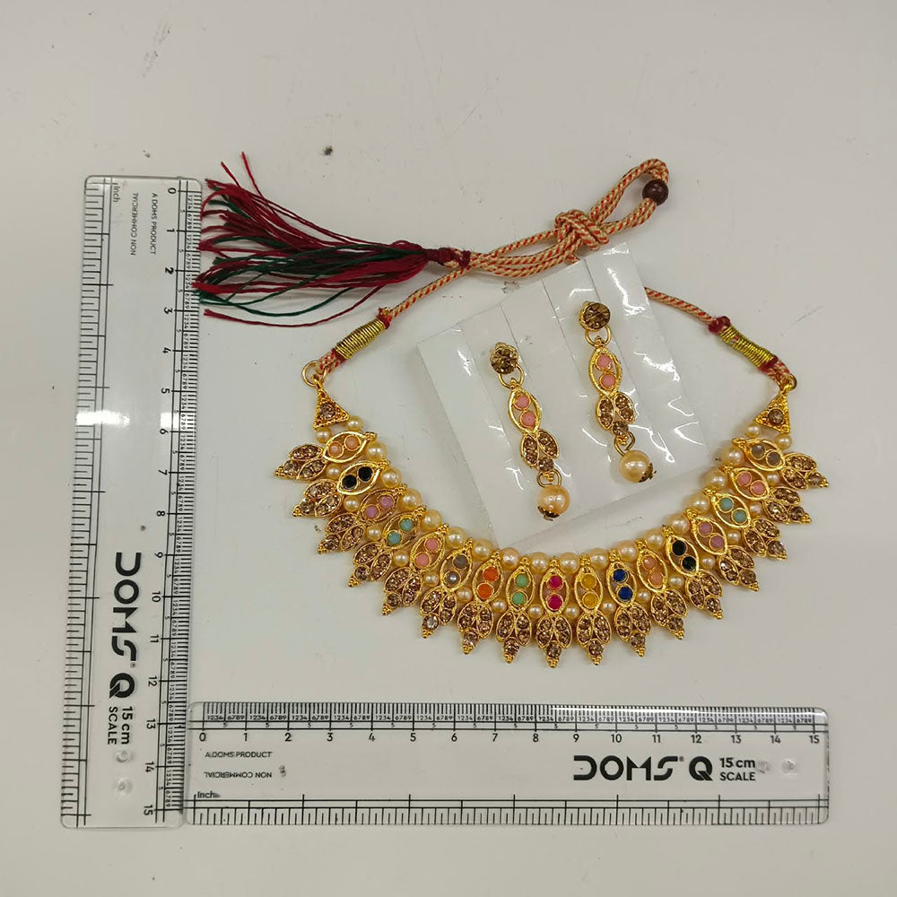 The99Jewel Gold Plated Pearl & Crystal Necklace Set for Women Traditional Jewellery