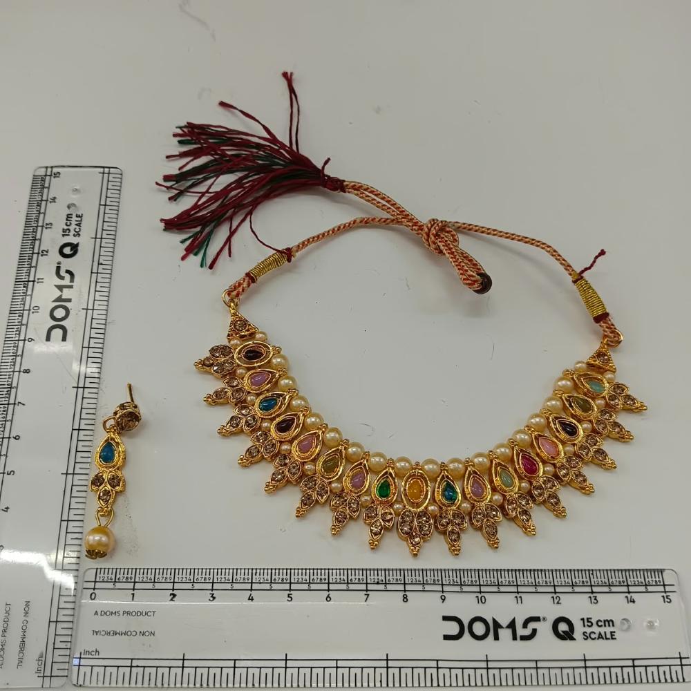 The99Jewel Traditional Pota Stone Austrian Stone & Pearl Necklace Set for Women