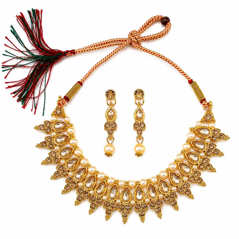 The99Jewel Fashion Austrian Stone Pota Stone Pearl Necklace Set for Women