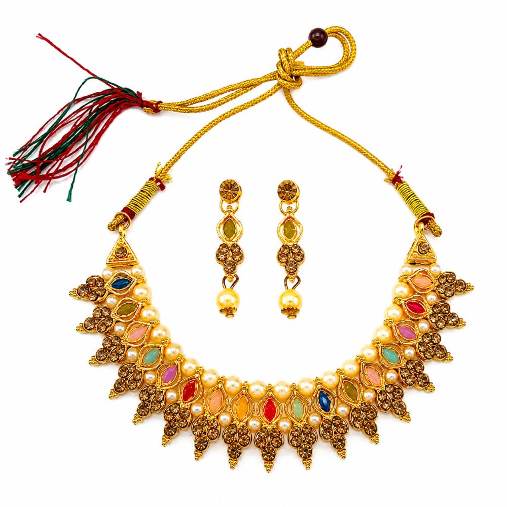 The99Jewel Fashion Austrian Stone Pota Stone Pearl Necklace Set for Women