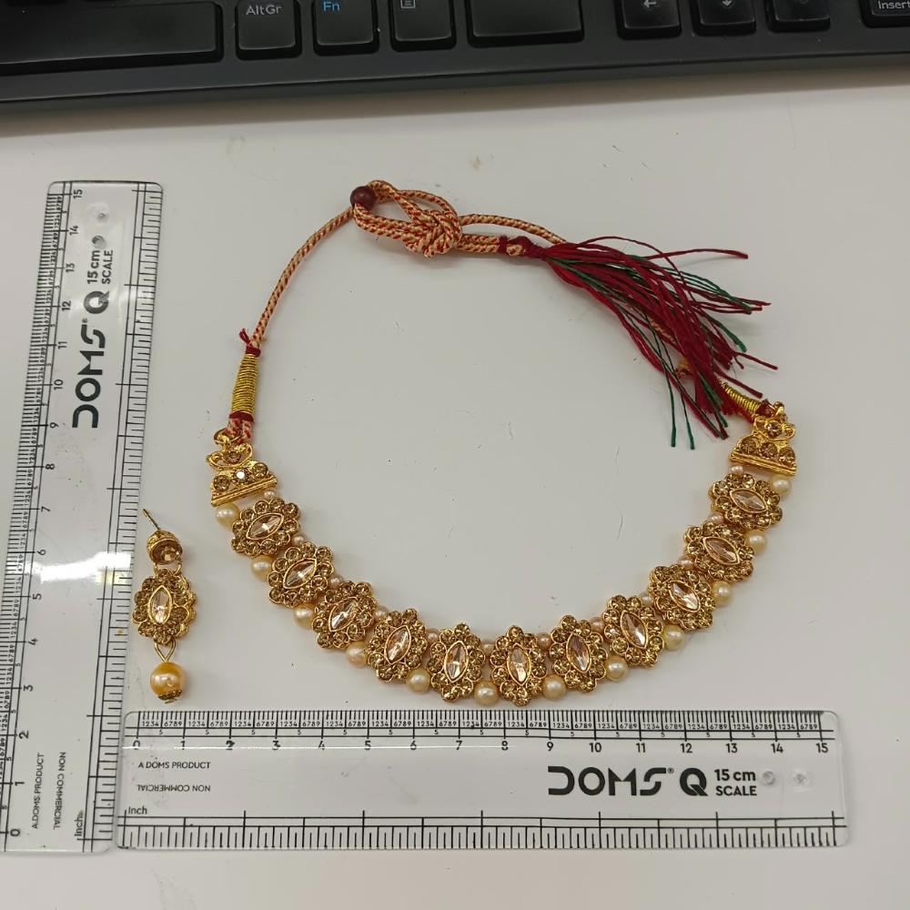 The99Jewel Designer Austrian Stone Pota Stone & Pearl Necklace Set for Women