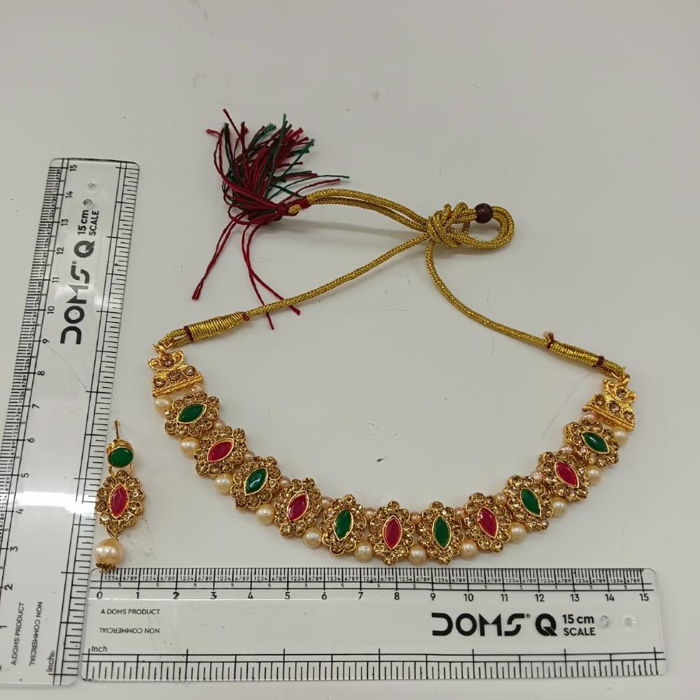 The99Jewel Designer Austrian Stone Pota Stone & Pearl Necklace Set for Women