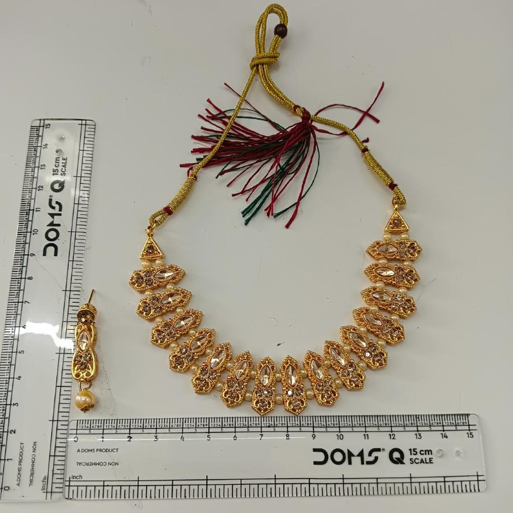 The99Jewel Traditional Pota Stone Austrian Stone & Pearl Necklace Set for Women