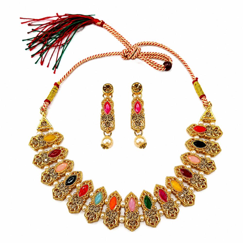 The99Jewel Fashion Austrian Stone Pota Stone Pearl Necklace Set for Women