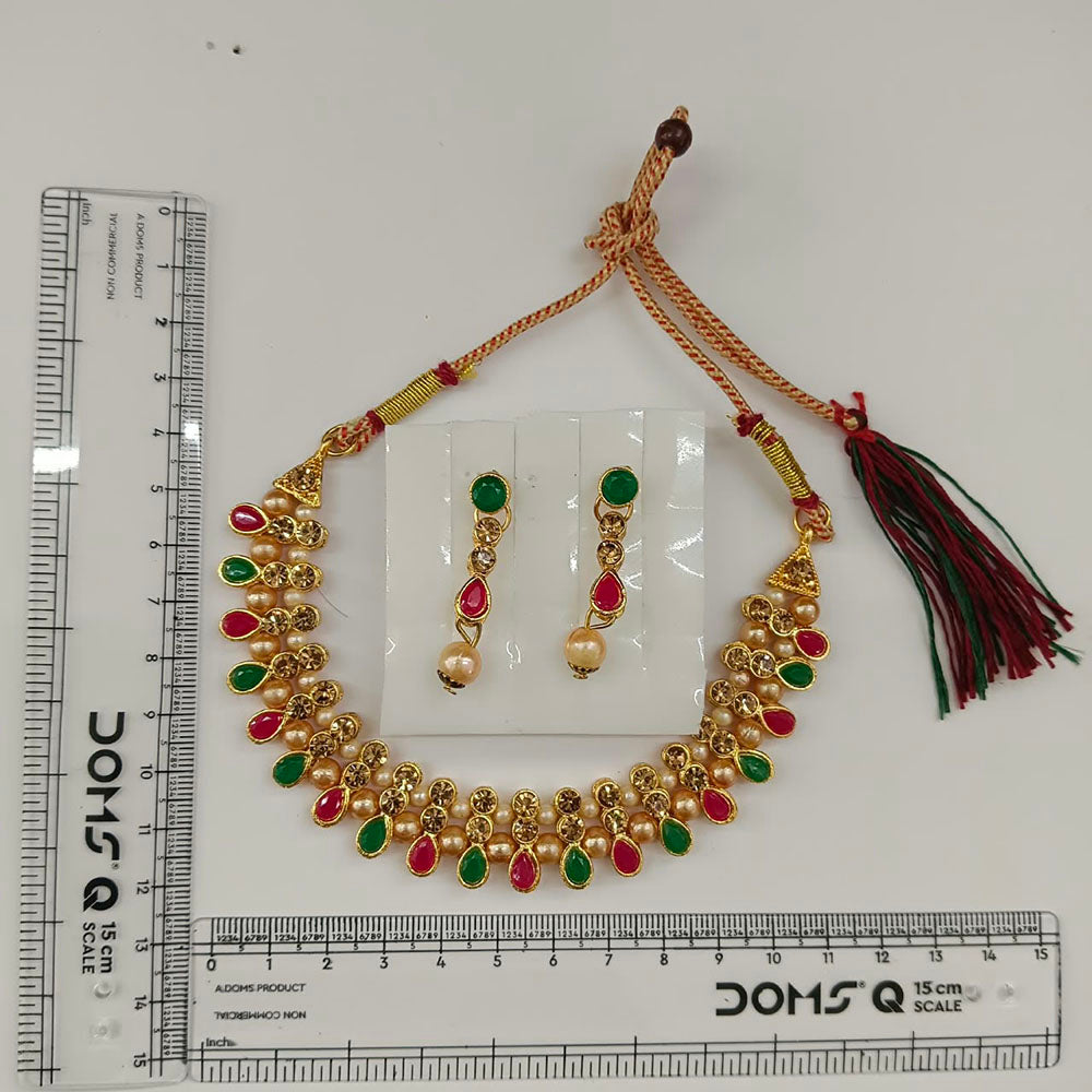The99Jewel Gold Plated Pearl & Crystal Necklace Set for Women Traditional Jewellery