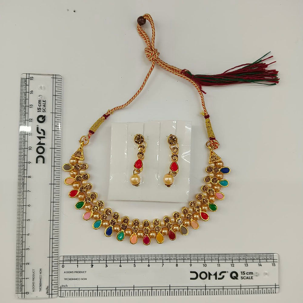 The99Jewel Gold Plated Pearl & Crystal Necklace Set for Women Traditional Jewellery