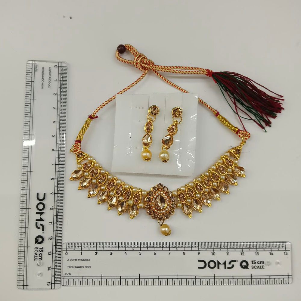 The99Jewel Gold Plated Pearl & Crystal Necklace Set for Women Traditional Jewellery