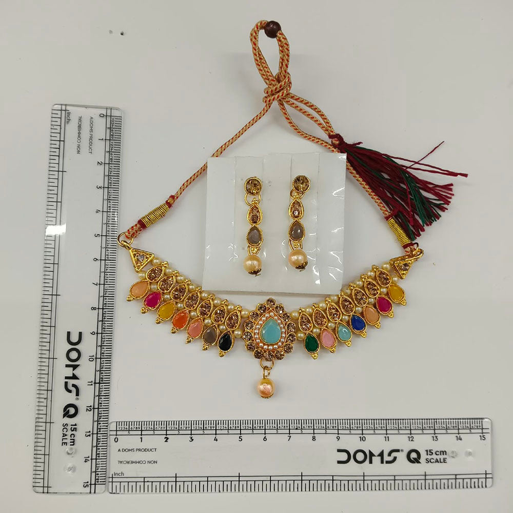 The99Jewel Gold Plated Pearl & Crystal Necklace Set for Women Traditional Jewellery