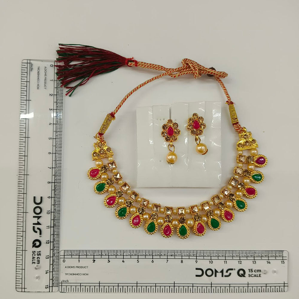 The99Jewel Gold Plated Pearl & Crystal Necklace Set for Women Traditional Jewellery