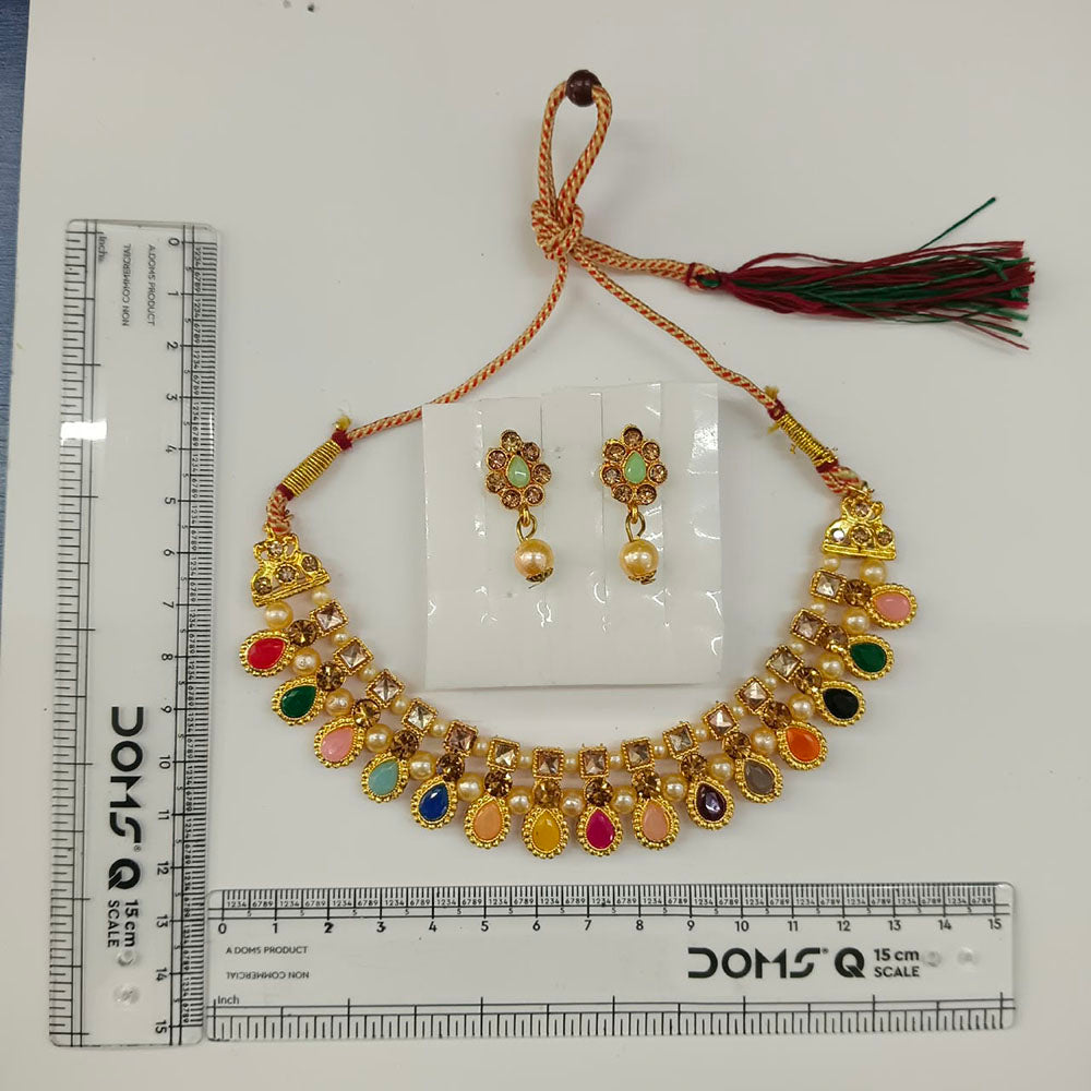 The99Jewel Gold Plated Pearl & Crystal Necklace Set for Women Traditional Jewellery