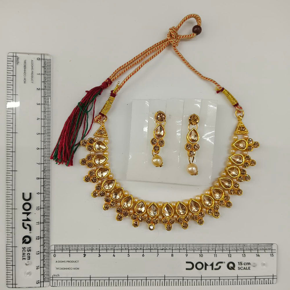 The99Jewel Gold Plated Pearl & Crystal Necklace Set for Women Traditional Jewellery