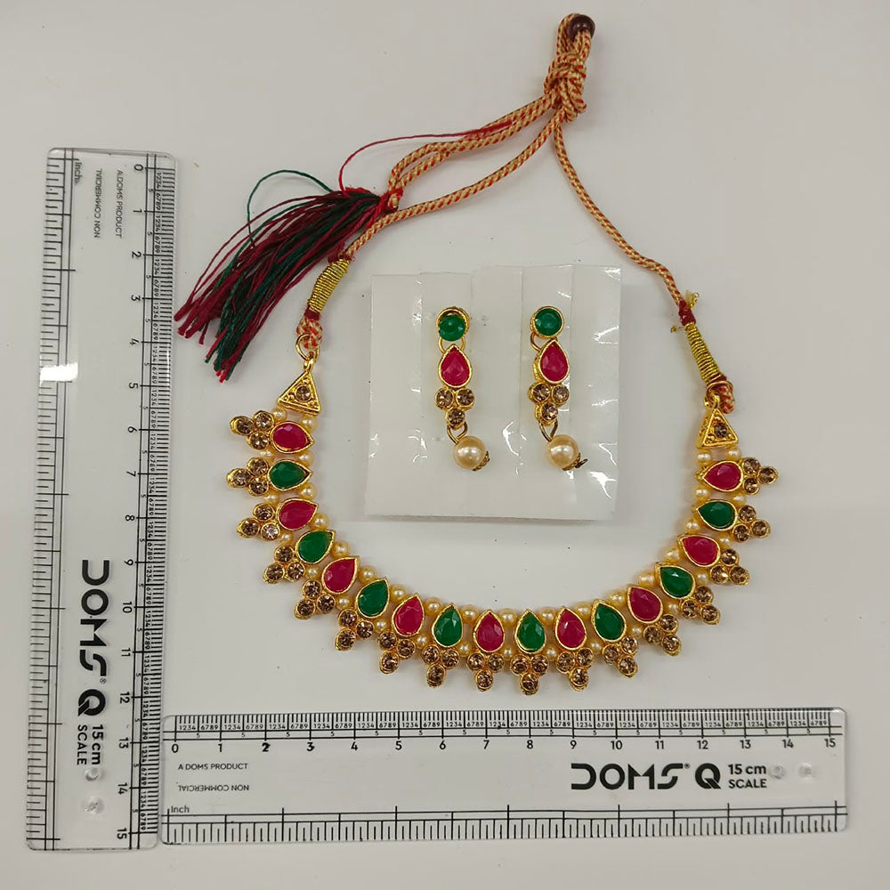 The99Jewel Gold Plated Pearl & Crystal Necklace Set for Women Traditional Jewellery
