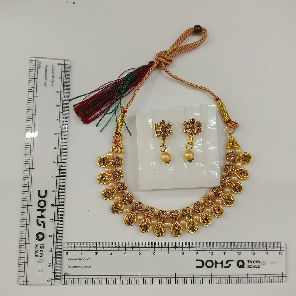 The99Jewel Gold Plated Pearl & Crystal Necklace Set for Women Traditional Jewellery