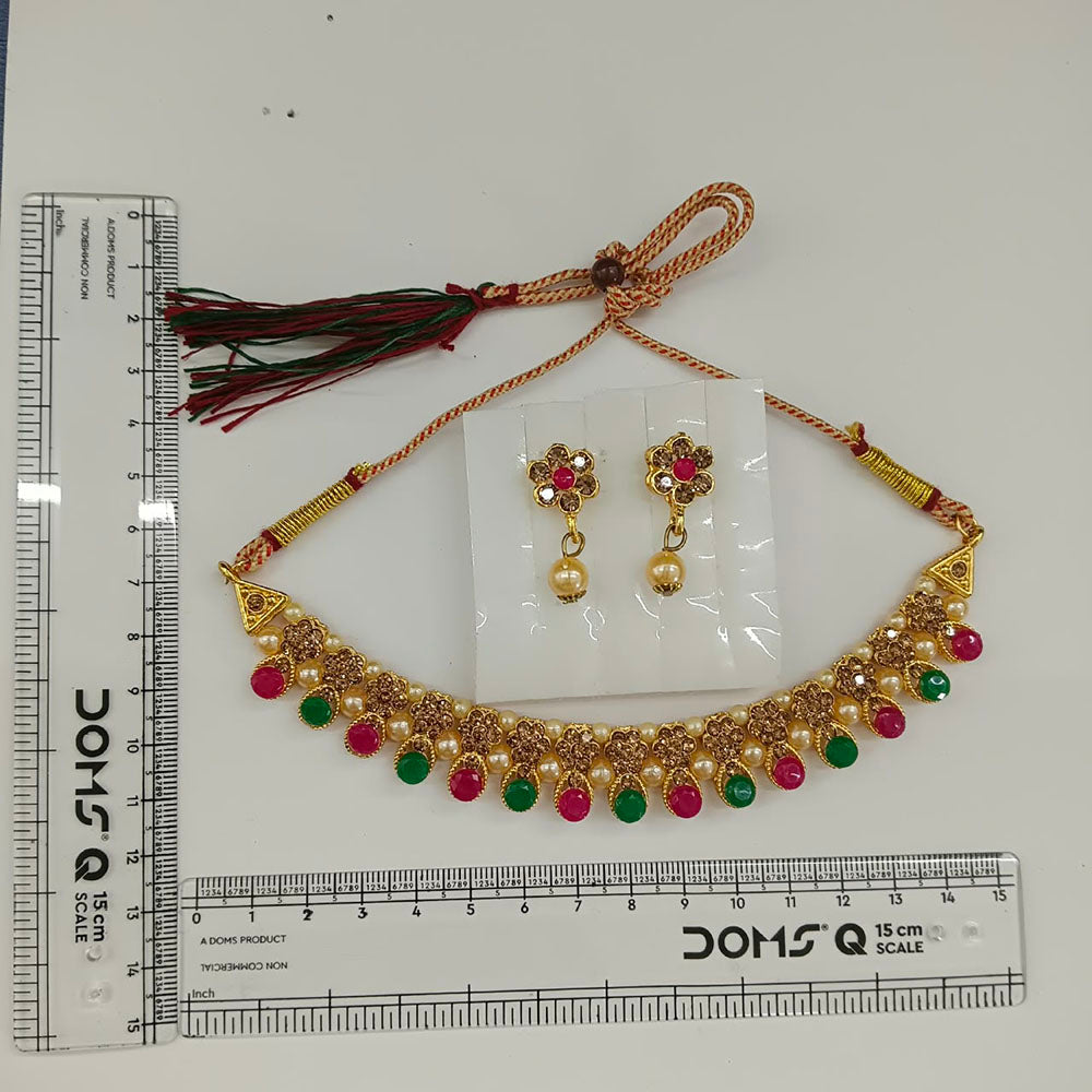 The99Jewel Gold Plated Pearl & Crystal Necklace Set for Women Traditional Jewellery