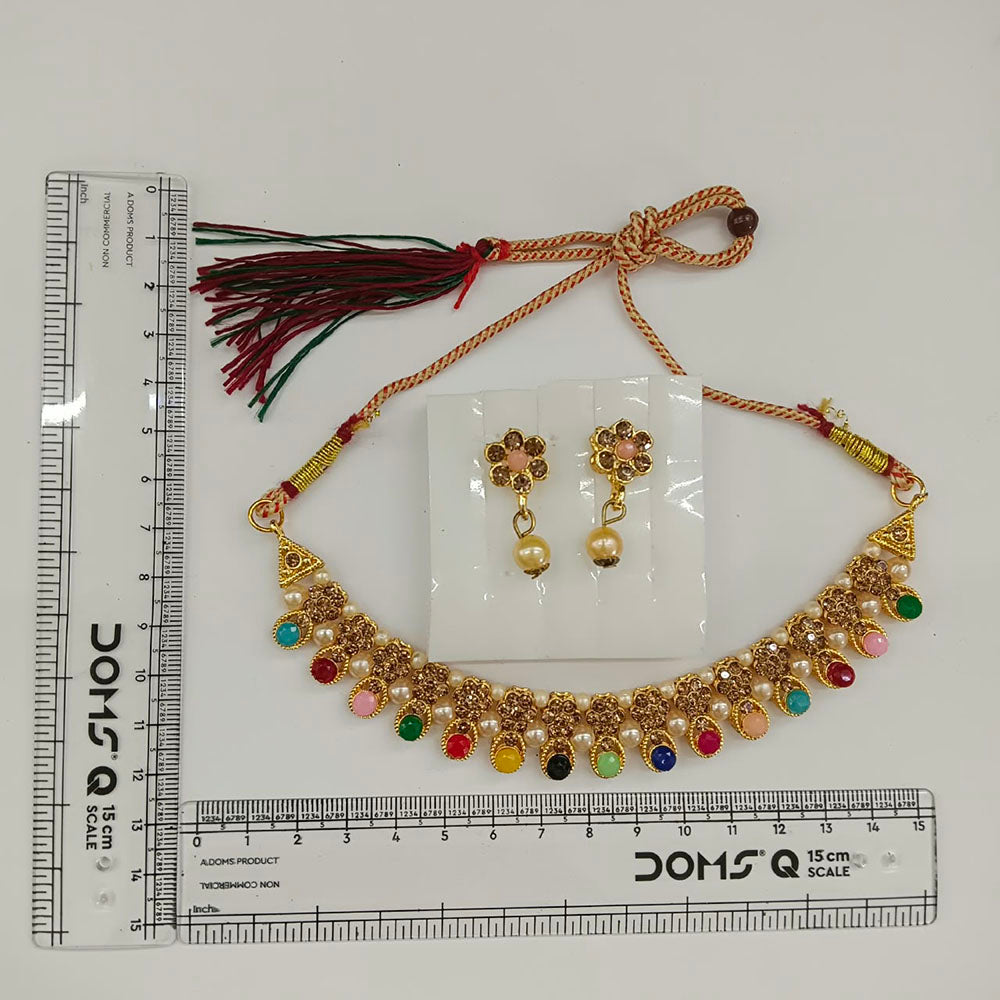 The99Jewel Gold Plated Pearl & Crystal Necklace Set for Women Traditional Jewellery
