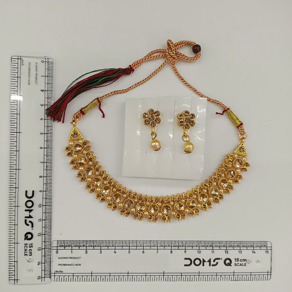 The99Jewel Gold Plated Pearl & Crystal Necklace Set for Women Traditional Jewellery