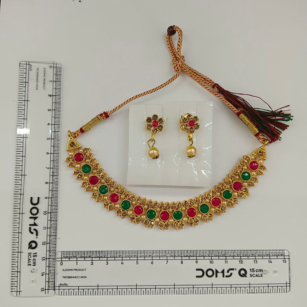 The99Jewel Gold Plated Pearl & Crystal Necklace Set for Women Traditional Jewellery