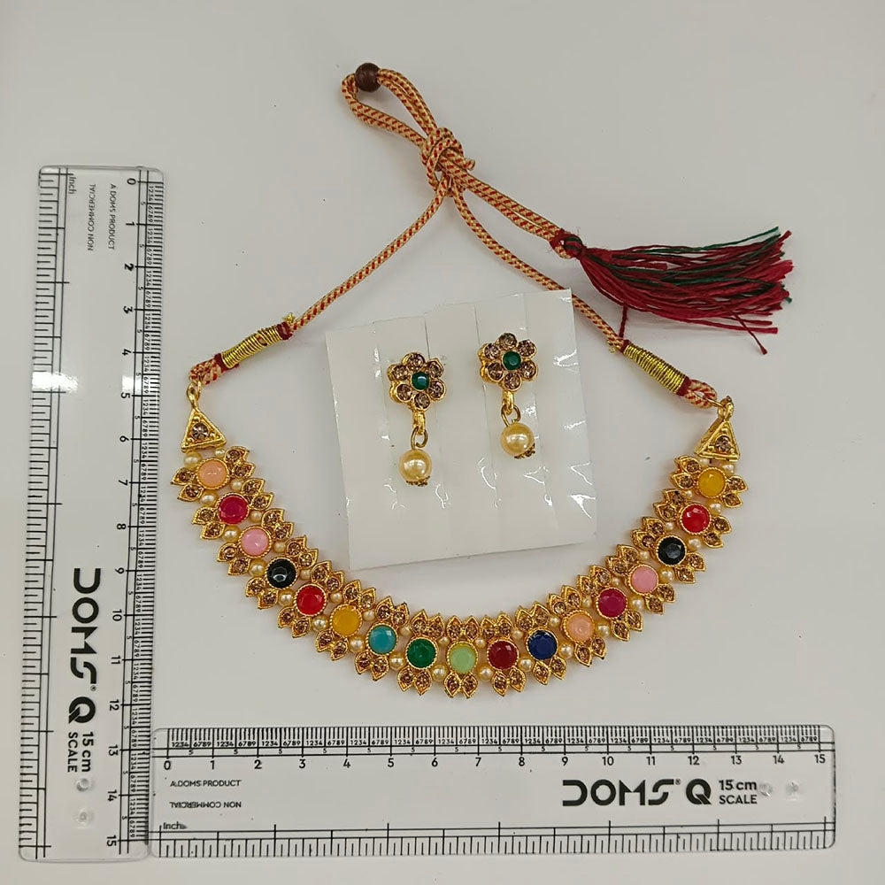 The99Jewel Gold Plated Pearl & Crystal Necklace Set for Women Traditional Jewellery