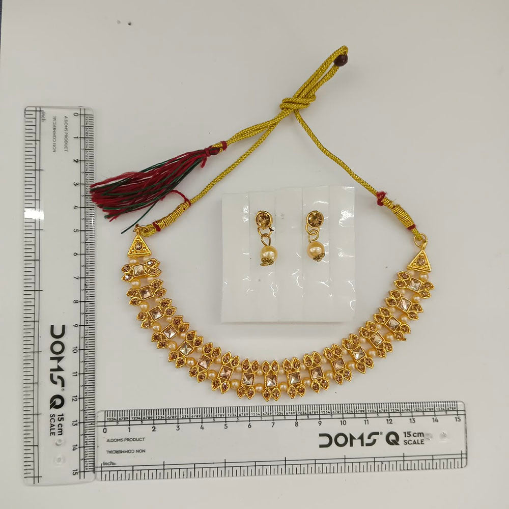 The99Jewel Gold Plated Pearl & Crystal Necklace Set for Women Traditional Jewellery