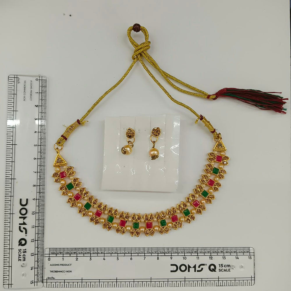 The99Jewel Gold Plated Pearl & Crystal Necklace Set for Women Traditional Jewellery
