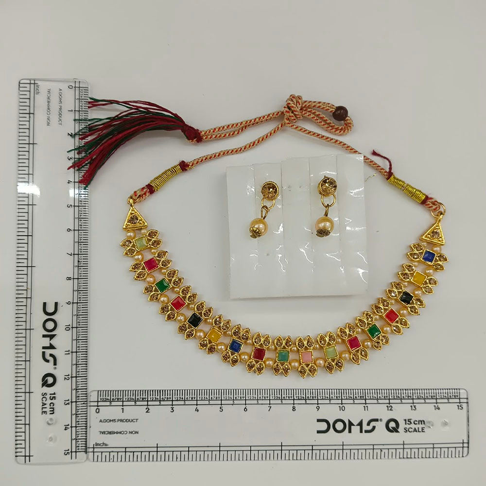 The99Jewel Gold Plated Pearl & Crystal Necklace Set for Women Traditional Jewellery