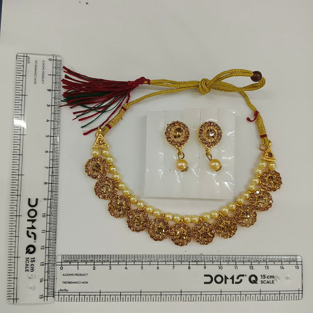 The99Jewel Gold Plated Pearl & Crystal Necklace Set for Women Traditional Jewellery