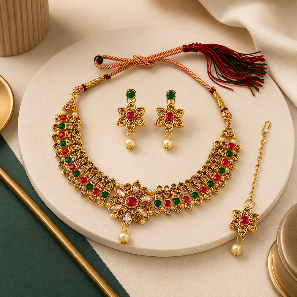 The99Jewel Beautiful Crystal & Austrian Stone Jewellery Set for Women Festive & Special Occasions