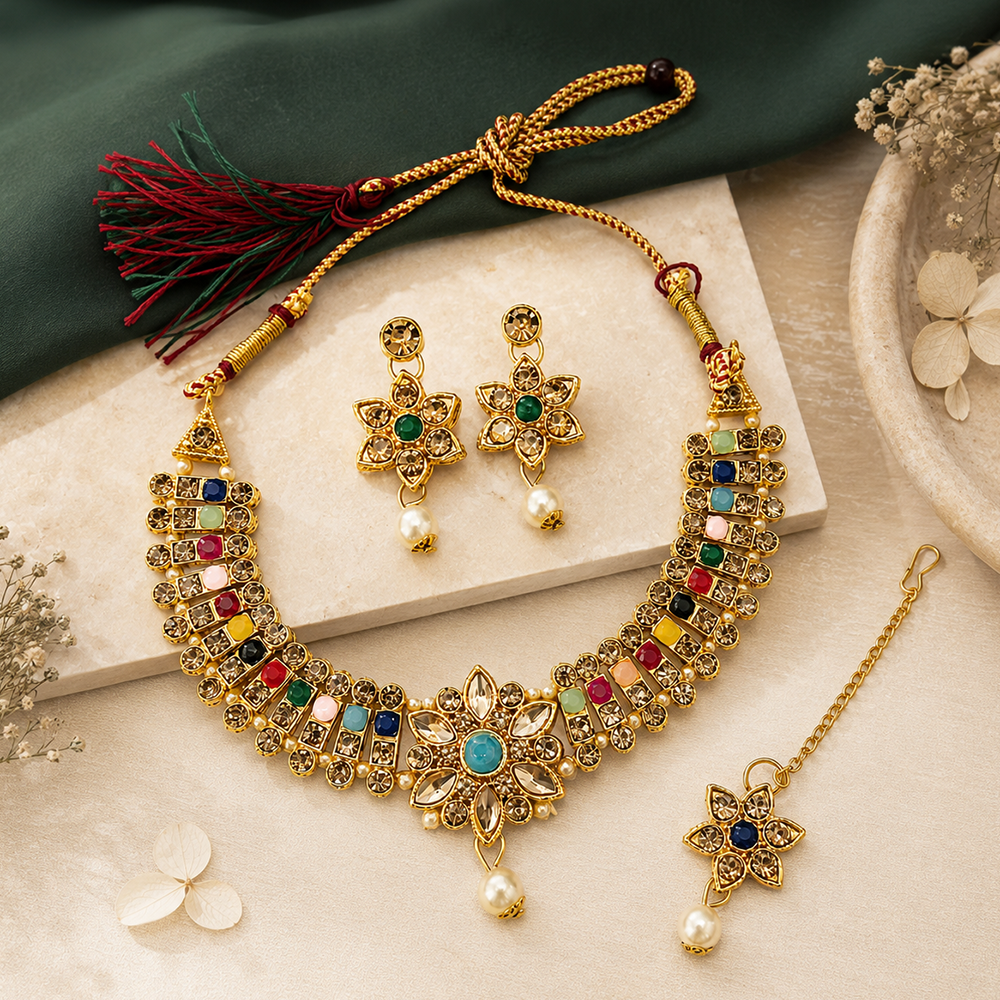 The99Jewel Beautiful Crystal & Austrian Stone Jewellery Set for Women Festive & Special Occasions