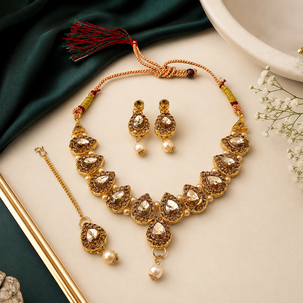The99Jewel Beautiful Crystal & Austrian Stone Jewellery Set for Women Festive & Special Occasions