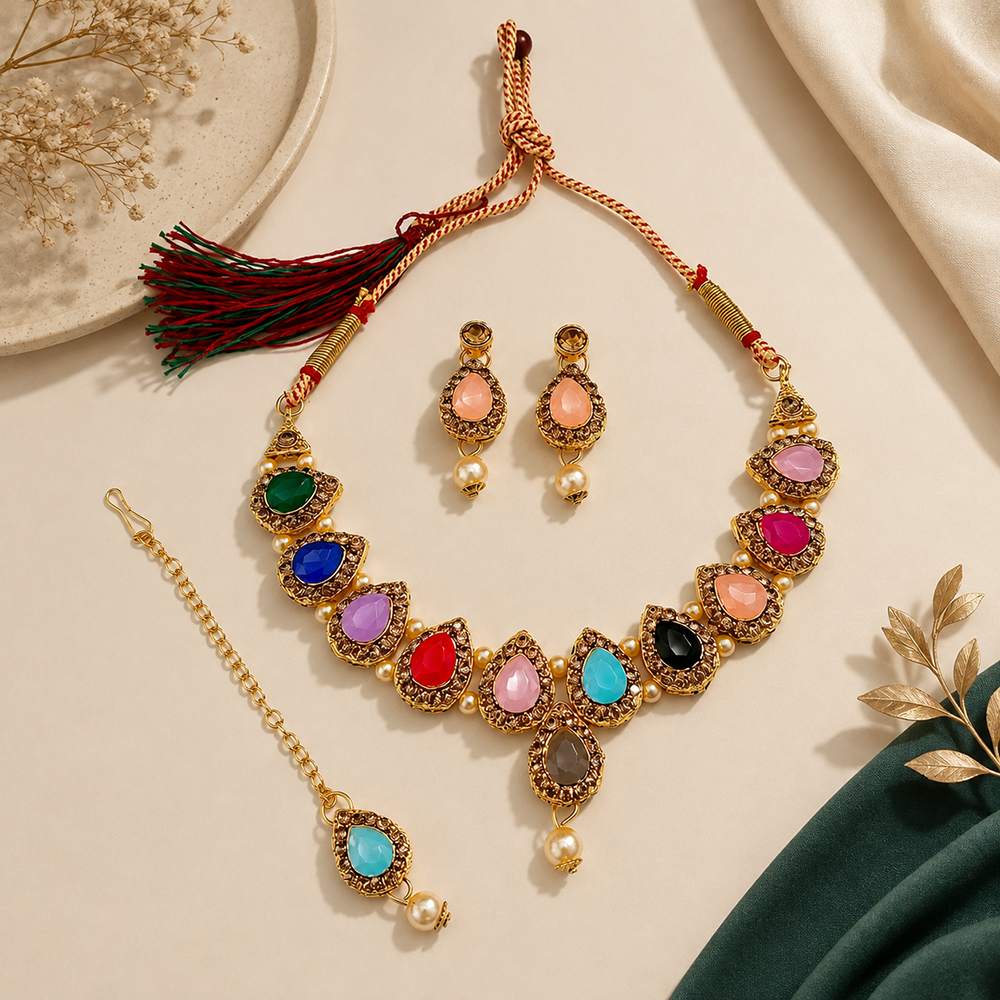 The99Jewel Beautiful Crystal & Austrian Stone Jewellery Set for Women Festive & Special Occasions