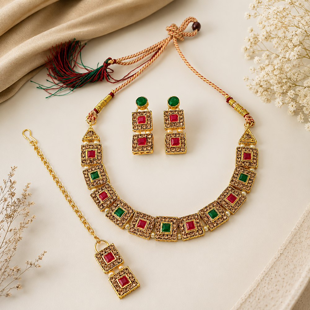 The99Jewel Beautiful Crystal & Austrian Stone Jewellery Set for Women Festive & Special Occasions