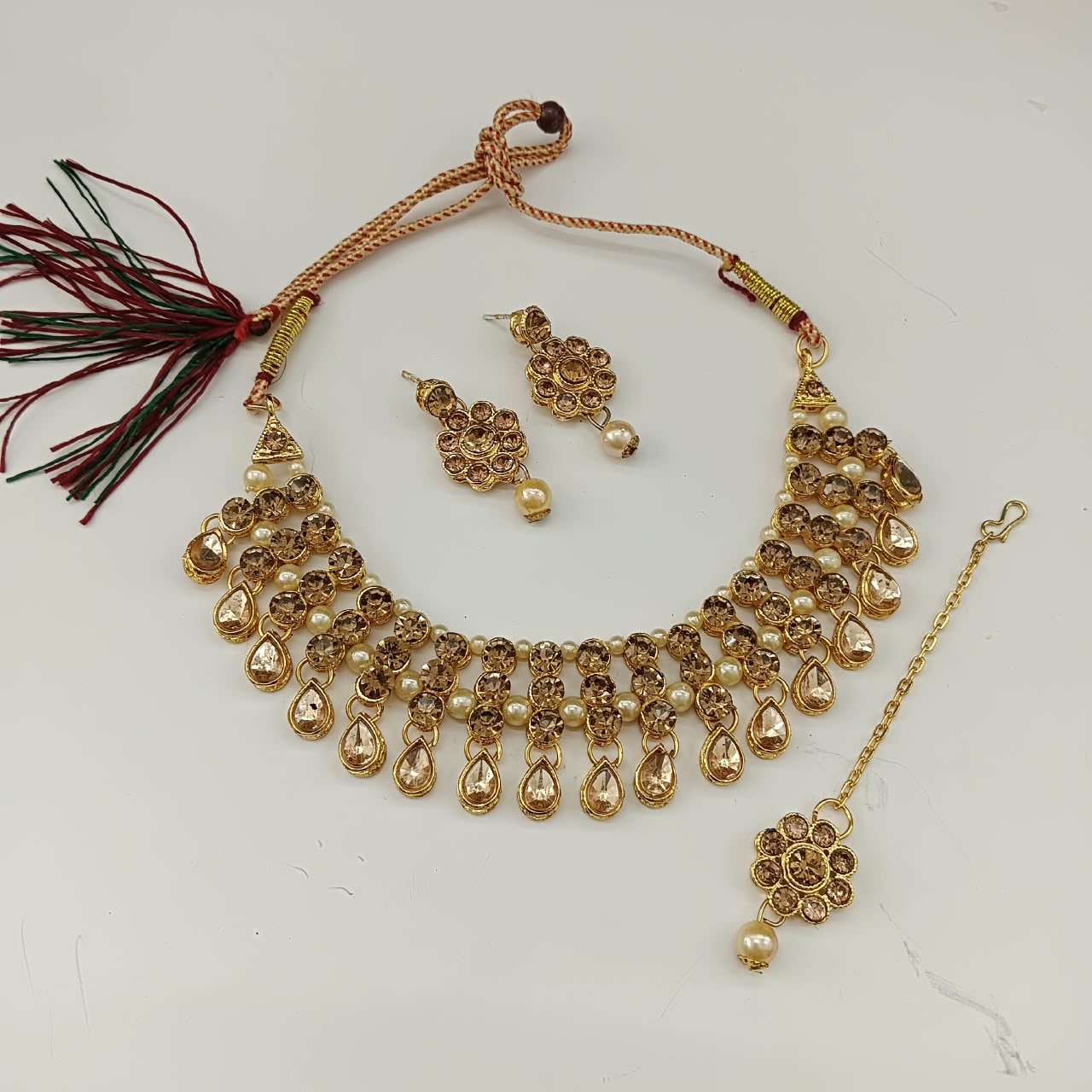 The99Jewel Stylish Austrian & Crystal Stone Pearl Choker Necklace Set for Women Fashion Jewellery
