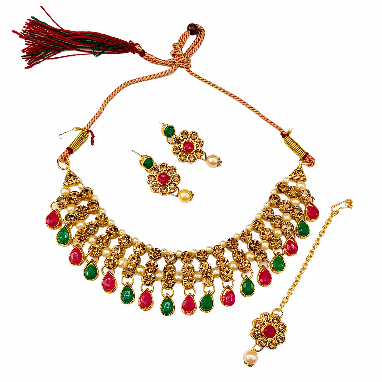 The99Jewel Stylish Austrian & Crystal Stone Pearl Choker Necklace Set for Women Fashion Jewellery