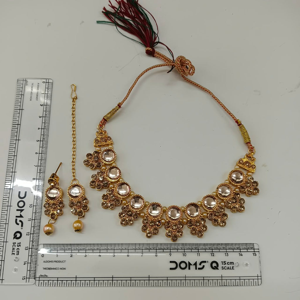 The99Jewel Traditional  Austrian & Crystal Stone Pearl Choker Necklace Set for Women Fashion Jewellery