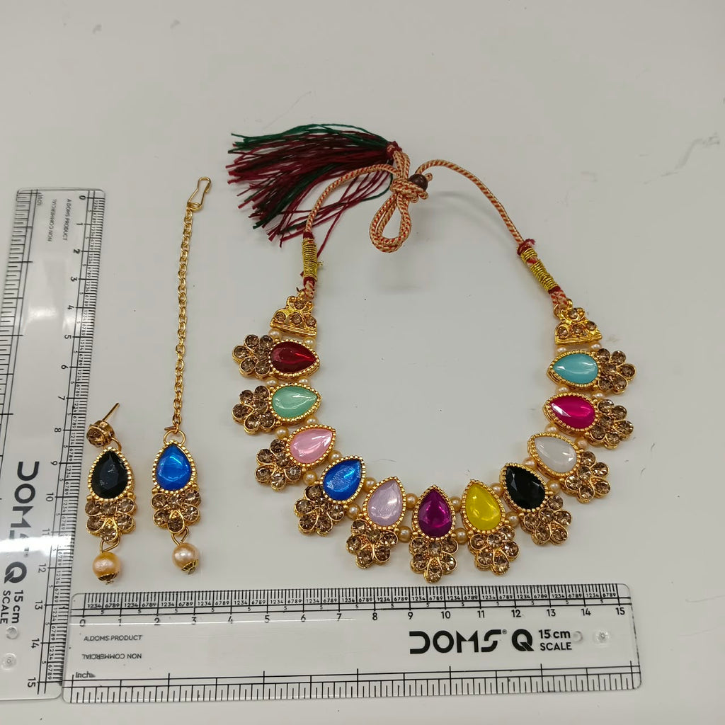 The99Jewel Modern Austrian & Crystal Stone Pearl Choker Necklace Set for Women Fashion Jewellery