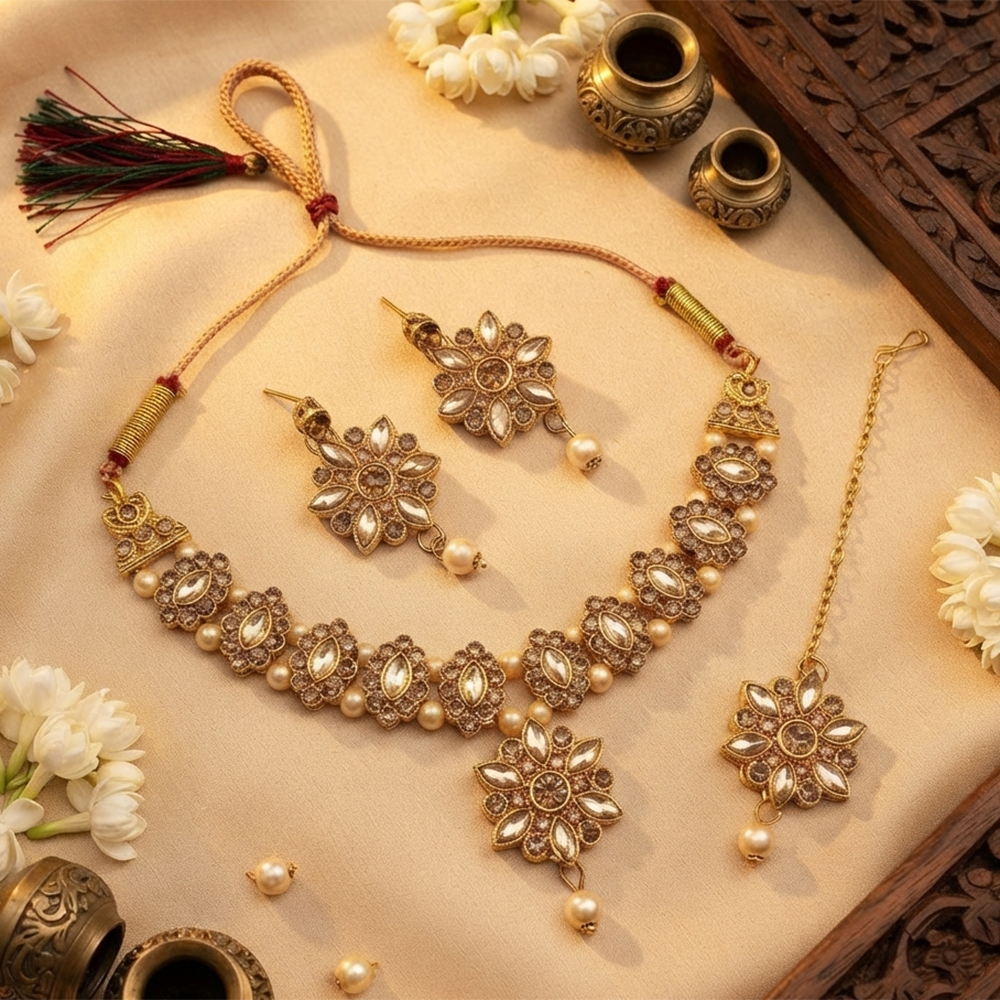 The99Jewel Stylish Austrian & Crystal Stone  Necklace Set for Women Fashion Jewellery