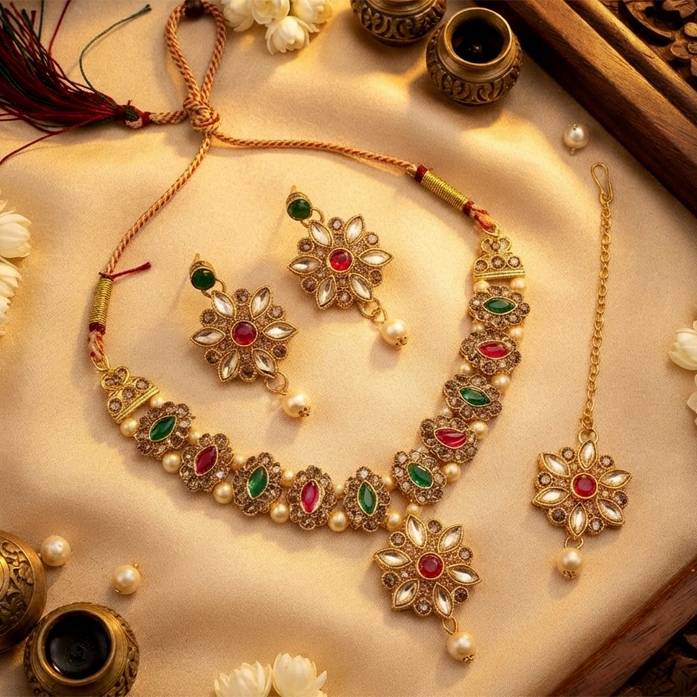 The99Jewel Stylish Austrian & Crystal Stone  Necklace Set for Women Fashion Jewellery