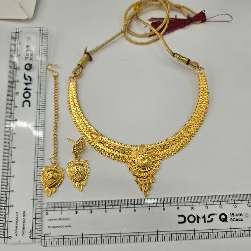 The99Jewel Traditional Gold Plated Necklace Set with Maangtikka | Elegant Ethnic Jewellery for Women