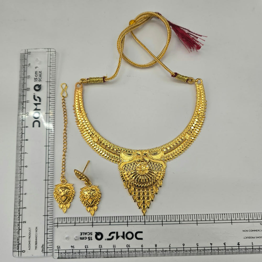 The99Jewel Elegant Gold Plated Ethnic Necklace Set with Maangtikka | Wedding & Special Occasion Jewellery